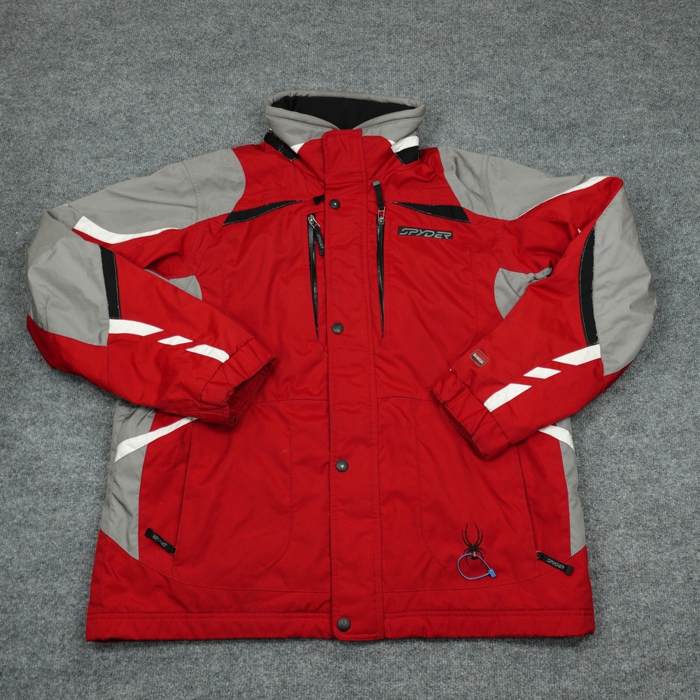 Spyder Jacket Mens XL Red Grey Thinsulate Insulated Dermizax Ski Parka